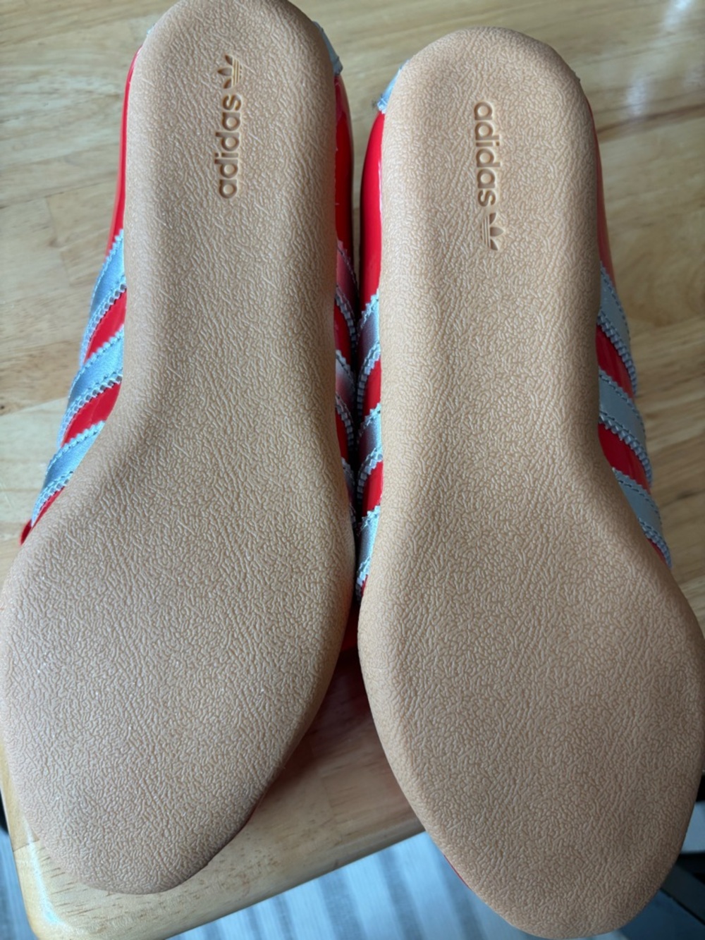 Women’s adidas Tokyo Red Patent Leather Sneakers with Silver Stripes NWT - Picture 5 of 5
